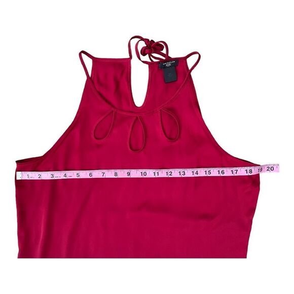 Ann Taylor Satin Silk Red Halter Tank Shell Top Blouse Size 10P Cutouts EUC - Picture 3 of 5